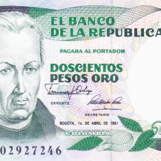 Bancnota Columbia 200 Pesos Oro 1991 - P429d UNC