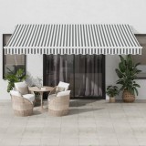 vidaXL Copertină retractabilă manual cu LED, antracit/alb, 450x350 cm 3215797