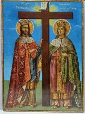 Sfintii Imparati Constantin si Elena, Icoana Romaneasca, Pictor Gheorghe Ionescu, 1946 foto