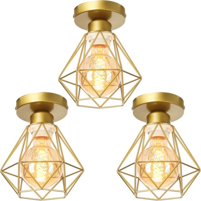 Set 3 Bucati Plafoniera, Model Vintage, E27, Aurie - CN