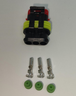 Set conector cablu Superseal 1.5 mama mufa 3 pin 3 pini inclusi + 3 garnituri incluse IP67 TE Connectivity 282087-1-SET-F foto