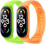 Set de 2 bratari pentru Xiaomi Mi Band 5/6/7 si Amazfit Band 5, Monuary, silicon, verde/portocaliu