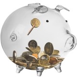 Pusculita din sticla transparenta &icirc;n forma de purcel Ruhhy
