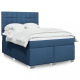 Cumpara ieftin Pat box spring cu saltea, albastru, 140x200 cm, textil