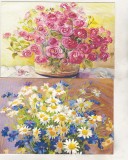 bnk cp Lot 8 felicitari nescrise - Picturi - flori