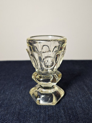 Pahar de sticla in forma de pocal, paharel de sticla pentru tuica, 7.5 cm foto