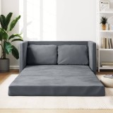 VidaXL Canapea extensibilă de podea 2 &icirc;n 1, gri &icirc;nchis, 122x204x55 cm