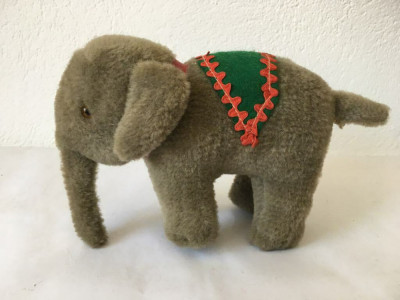 (x) Elefant de mohair, jucarie vintage, veche, de colectie, Germania foto