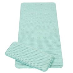 Set covoras antiderapant si genunchiera pentru baie bleu Clevamama for Your BabyKids foto