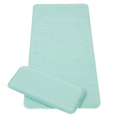 Set covoras antiderapant si genunchiera pentru baie bleu Clevamama for Your BabyKids