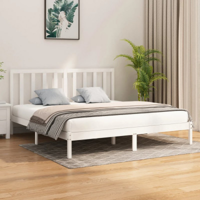 Cadru de pat Super King, alb, 180x200 cm, lemn masiv GartenMobel Dekor foto