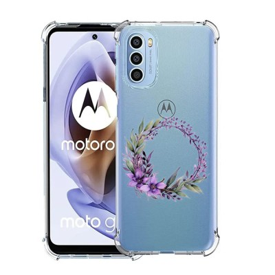 Husa antisoc pentru motorola moto g71 5g, airbag, pink wreath 10, clear foto