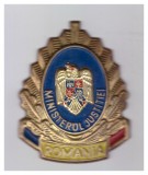 Insemn de coifura/cuc Ministerul Justitiei, auriu, stare foarte buna