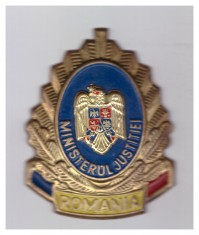 Insemn de coifura/cuc Ministerul Justitiei, auriu, stare foarte buna