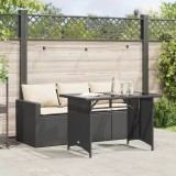 vidaXL Set mobilier de grădină cu perne, 2 piese, negru, poliratan 366328