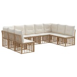 vidaXL Set de canapele de exterior cu pernă 9 pcs natural Poliester 3437538