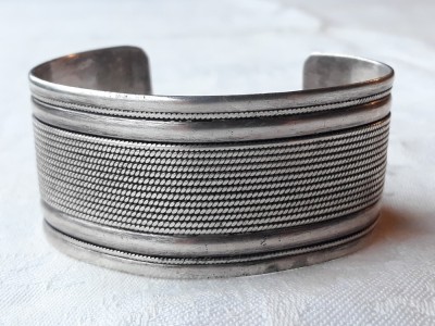 argint BRATARA MASIVA REGLABILA LATA etnic TRIBALA splendida VECHE de efect UNICA foto