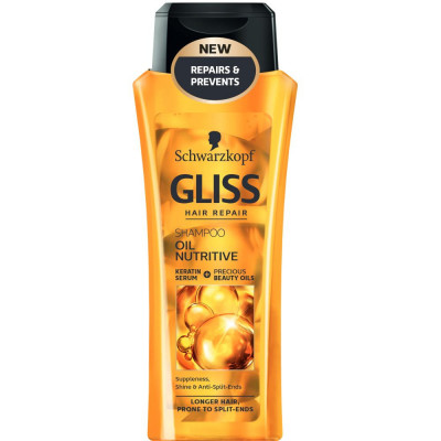 Sampon SCHWARZKOPF Gliss Oil Nutritive, 250 ml, Pentru Varfuri Despicate, Sampon pentru Par, Sampon pentru Femei, Sampon pentru Par Vopsit foto