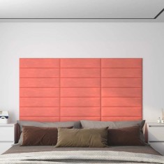vidaXL Panouri de perete 12 buc. roz 60x15 cm catifea 1,08 m&sup2; 343838
