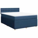 Cumpara ieftin Pat continental cu saltea, albastru, 160x200cm, material textil