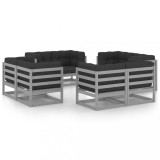 Gossi set mobilier de gradina cu perne, 8 piese, lemn masiv de pin