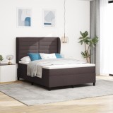 VidaXL Pat cu arcuri cu saltea Maro &icirc;nchis 160 x 200 cm țesătură