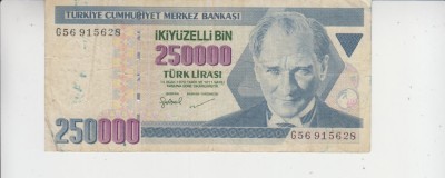 B11 3 - Bancnota foarte veche - Turcia - 250 000 lire foto
