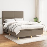 Cumpara ieftin Pat box spring cu saltea, gri taupe, 140x200 cm, textil