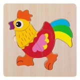 Puzzle Lemn, Model Cocos, 5 Piese, Multicolor, Dimensiune 15x15 cm, Oem