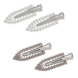 Set Clame de Păr, Model B, Transparent, Alb și Gri, 6cm, 4 Bucăți