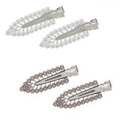 Set Clame de Păr, Model B, Transparent, Alb și Gri, 6cm, 4 Bucăți