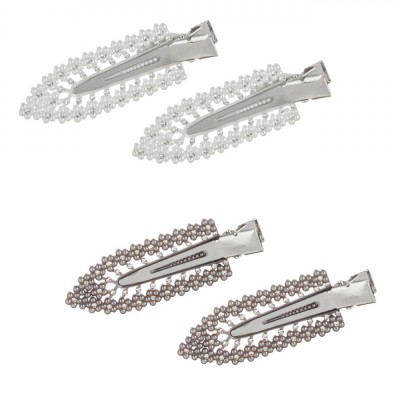 Set Clame de Păr, Model B, Transparent, Alb și Gri, 6cm, 4 Bucăți foto