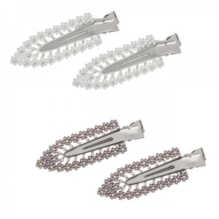 Set Clame de Păr, Model B, Transparent, Alb și Gri, 6cm, 4 Bucăți