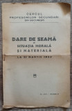 Cercul Profesorilor Secundari Bucuresti, dare de seama morala si materiala 1935
