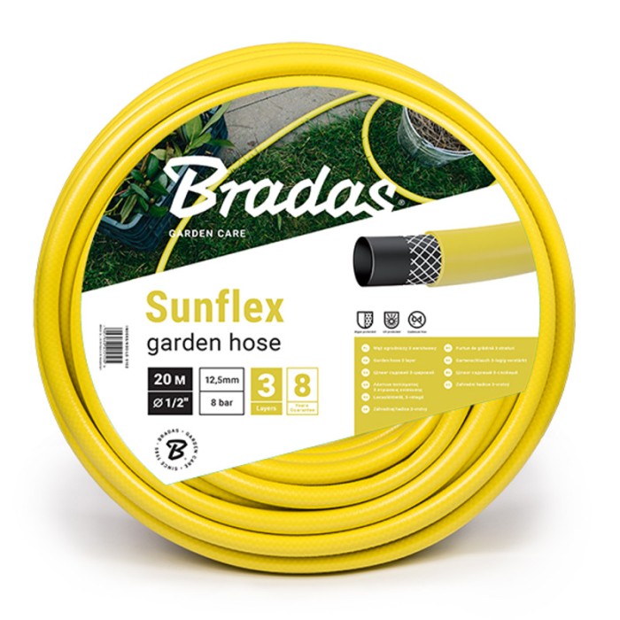 Furtun de gradina cu insertie, galben, Bradas, 1/2 - 30 m