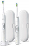 Set 2 Periute de dinti electrice Philips Sonicare ProtectiveClean 6100 HX6877/34, 62.000 vibratii/min, Senzor presiune, Memento inlocuire capat, Crono