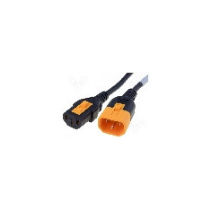 Cablu alimentare AC, 0.6m, 3 fire, culoare negru, IEC C13 mama, IEC C14 tata, SCHURTER - 6051.2037