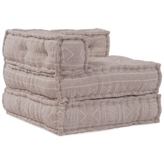 vidaXL Canapea puf modulara 3 locuri, convertibila maro deschis textil foto