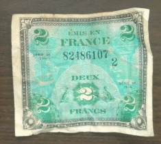 Bancnota Franța - 2 Francs 1944 - Seria 2 - Comandament militar aliat