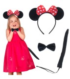 Set petrecere Minnie Mouse cu codita, papion si bentita, Oem