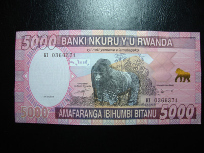 RWANDA 5000 FRANCS 2014 UNC foto