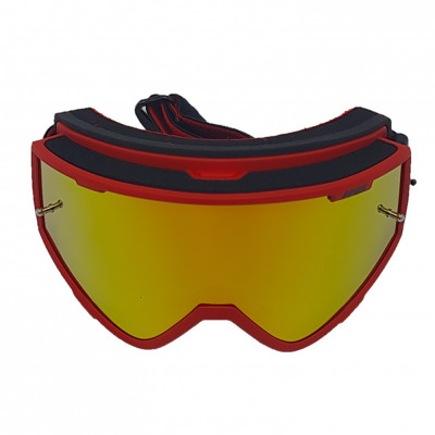 Ochelari unisex ski, snowboard, ciclism, rama rosie, lentila multicolora, O22RM foto