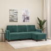 VidaXL Canapea cu 3 locuri și taburet, verde &icirc;nchis, 180 cm, catifea 3201176