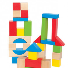 Set 50 cuburi de construit din lemn multicolor Hape foto