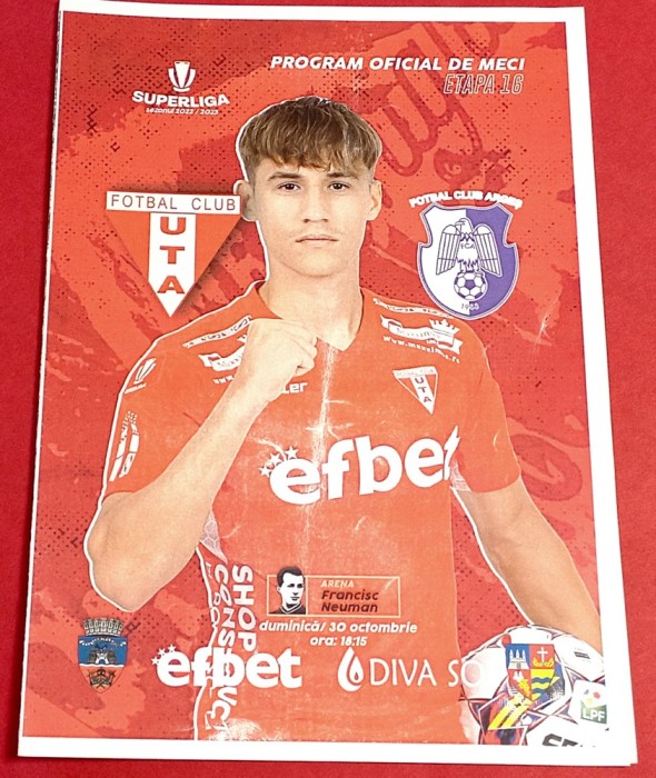 Program meci fotbal UTA ARAD - FC ARGES PITESTI (30.10.2022)