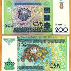 !!! UZBEKISTAN - 200 SUM 1997 - P 80 - UNC