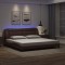 vidaXL Cadru de pat cu lumini LED, maro, 200x200 cm, piele ecologică 3213957