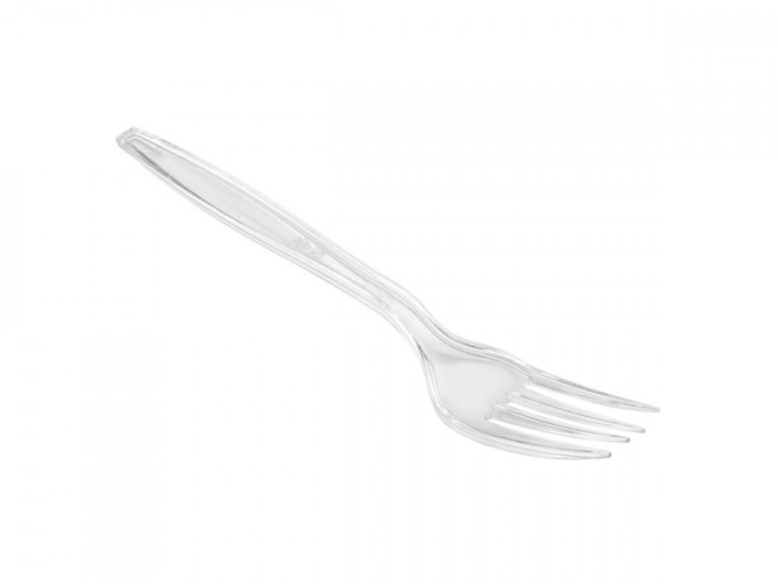 Set 12 furculite masa 18 cm, plastic reutilizabil, transparente