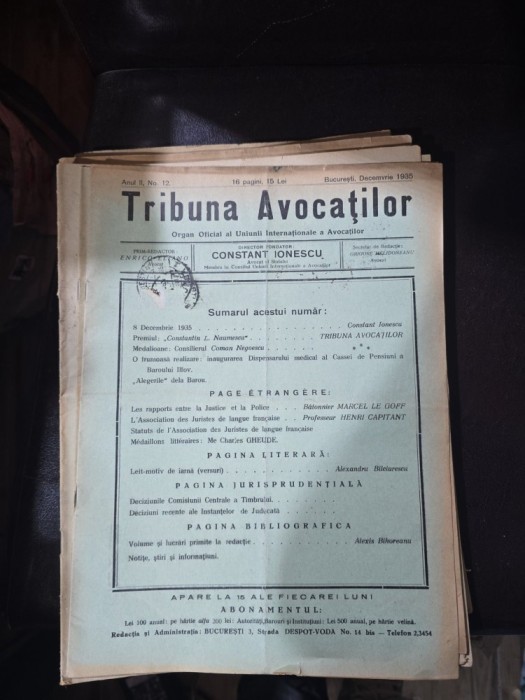 Tribuna Avocaților nr. 12/decembrie 1935