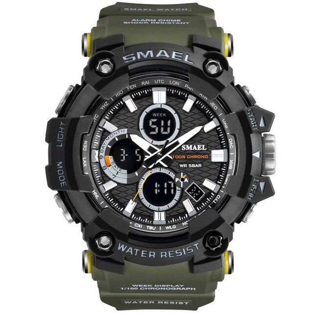 Smael Ceas barbatesc Army Cronograf Dual Time Militar Rezistent la socuri si apa